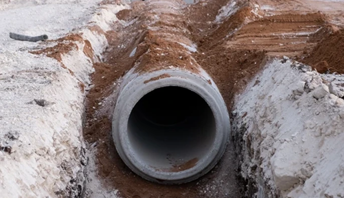 Rioleringsbuizen in de grond